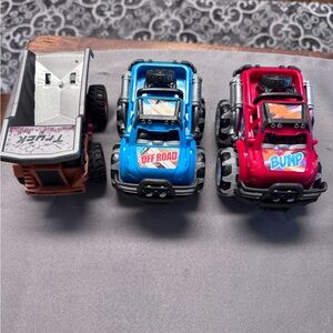 Off-Road Adventure Toy Truck Set - Blue, Red, and Brown